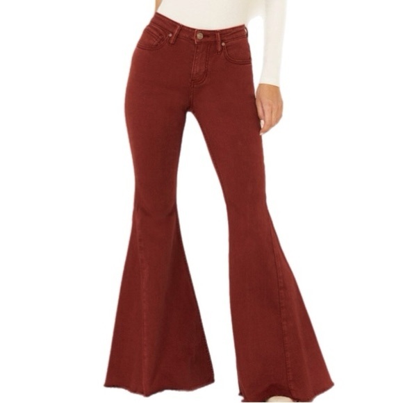Shyanne Denim - NWOT Shyanne High Rise Stretch Super Flare Jeans in Brick Red Size 26